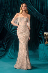 A1510 - Jordan Deco Beaded Gown - Andrea & Leo