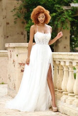 Alisha Gown - Ivory - Tulle A-line Dress With Open Back