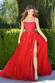 Alisha Gown - Red - Tulle A-line Dress With Open Back