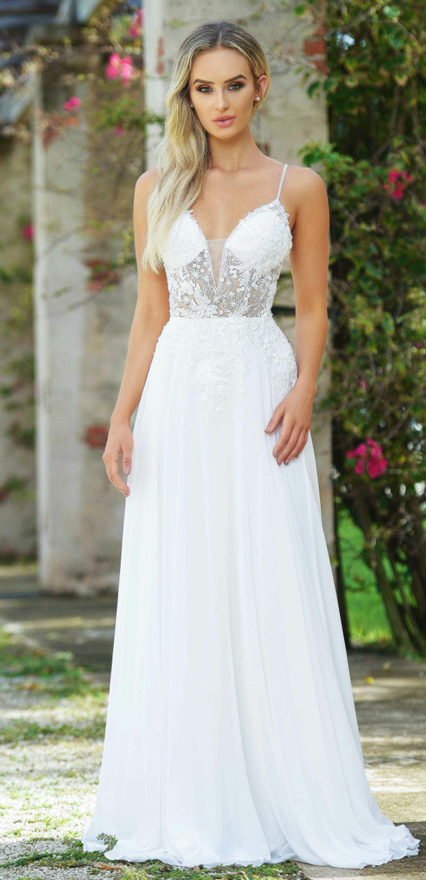 Avianna Gown - Floral Lace A-Line Chiffon Dress