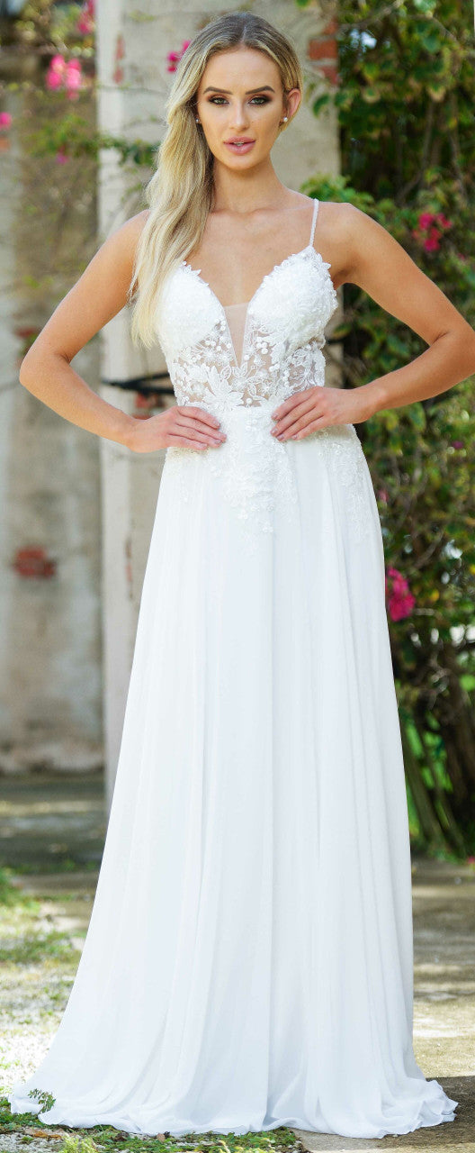 Avianna Gown - Floral Lace A-Line Chiffon Dress