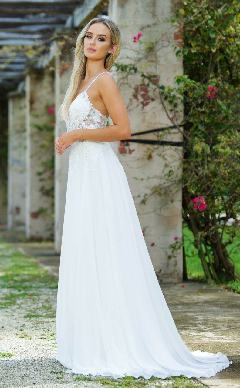 Avianna Gown - Floral Lace A-Line Chiffon Dress