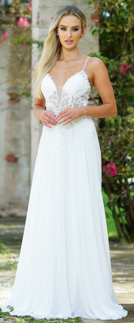 Avianna Gown - Floral Lace A-Line Chiffon Dress