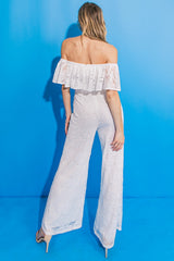 FATE INTERVENES WHITE LACE JUMPSUIT