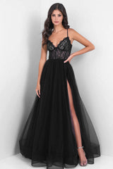 Dani Gown - Black - Lace & Tulle A-line Dress