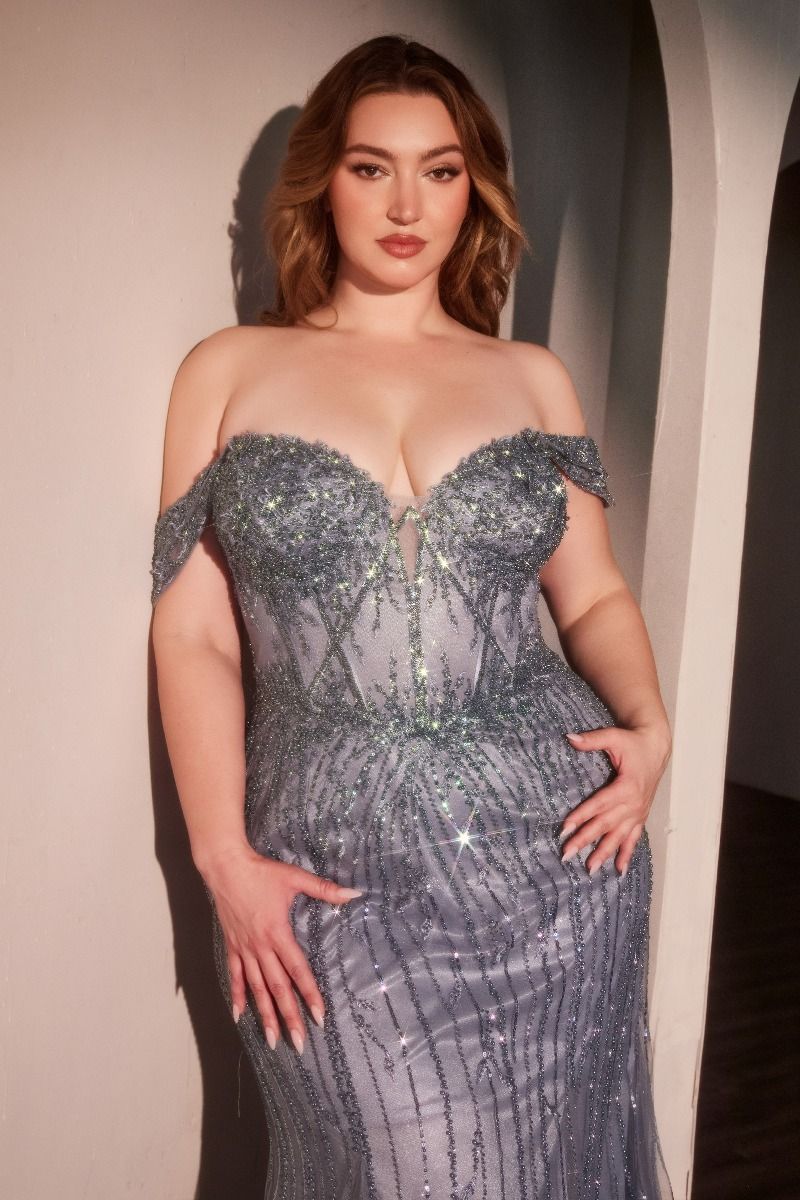 Annette Gown - OFF THE SHOULDER FLORAL BEADED GOWN