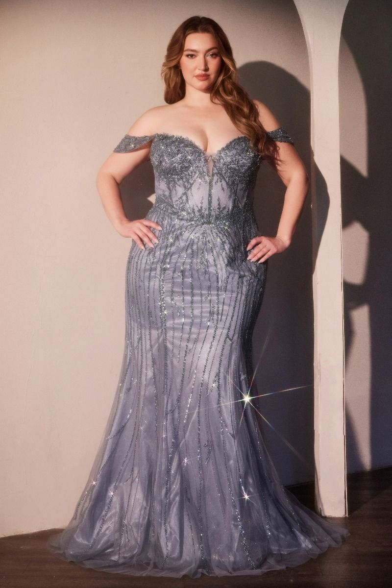Annette Gown - OFF THE SHOULDER FLORAL BEADED GOWN