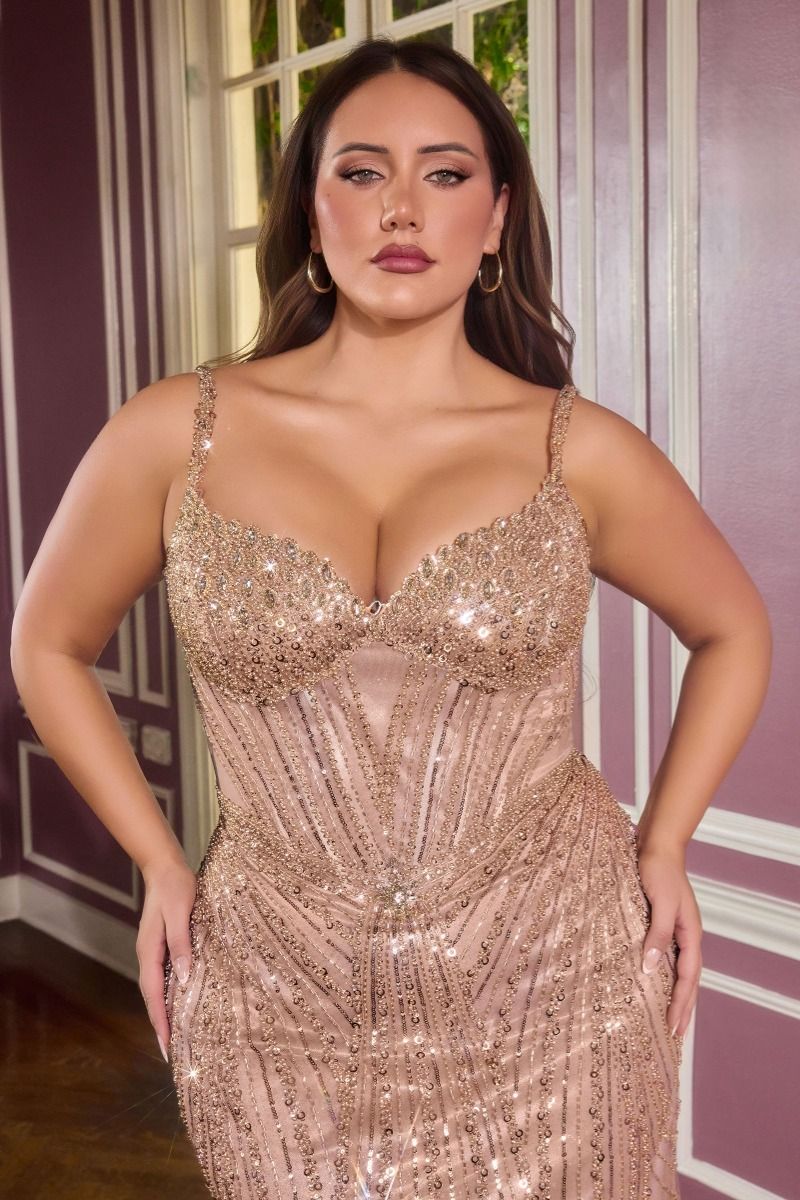 RENATA GOWN - V-NECK BEADED EVENING DRESS