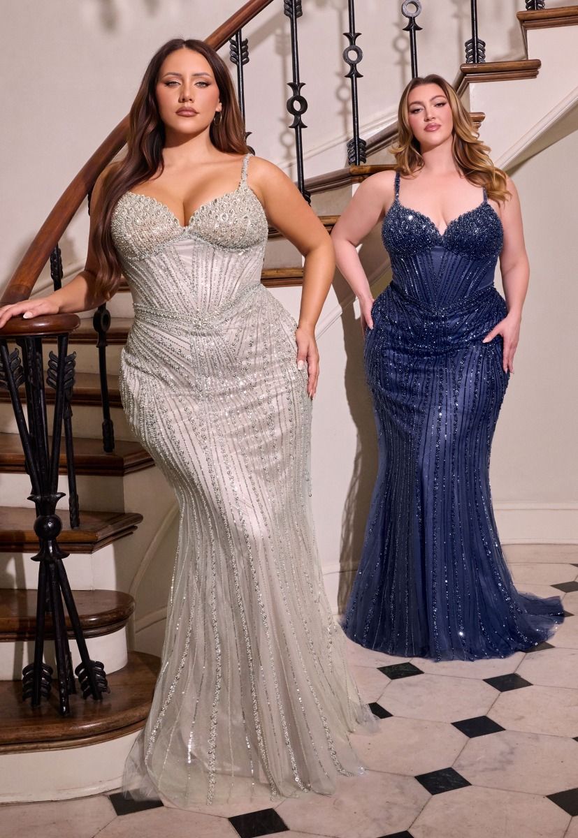 RENATA GOWN - V-NECK BEADED EVENING DRESS