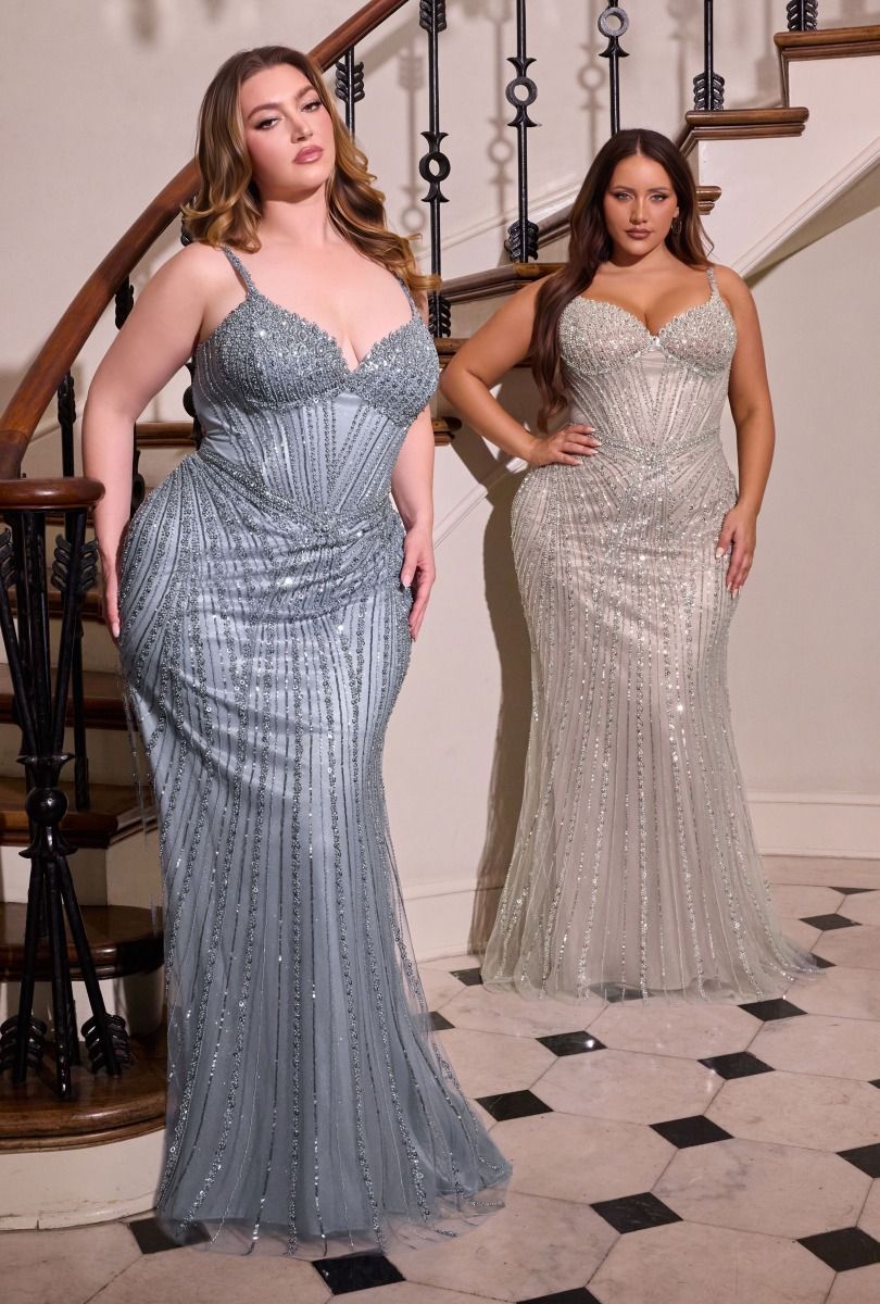 RENATA GOWN - V-NECK BEADED EVENING DRESS