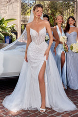 Justice Gown - Strapless Off White Dress With Overskirt