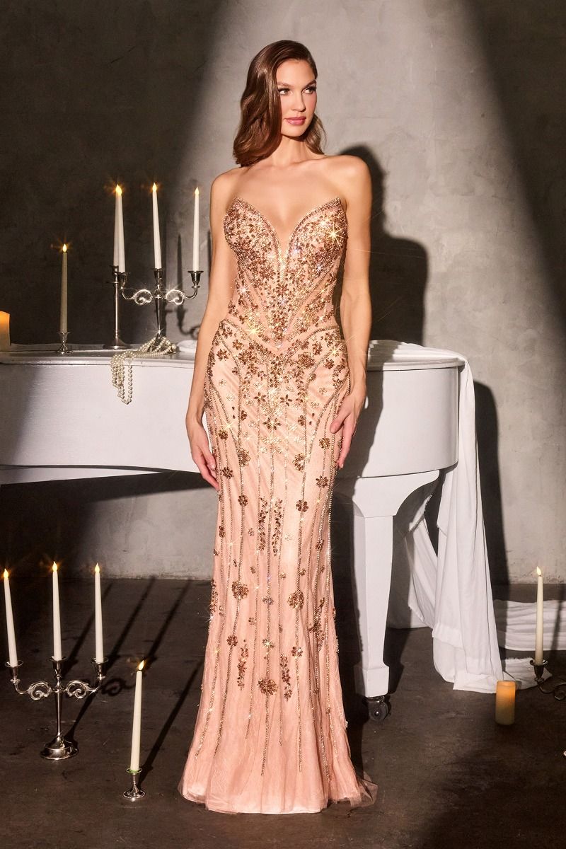 Katie-Nina Gown - Crystal Embellished Sweetheart Evening Dress