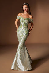 Mykonos Gown - Metallic Jacquard Mermaid Evening Dress
