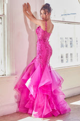 Anna Gown - Fuchsia - Mermaid Embellished Gown