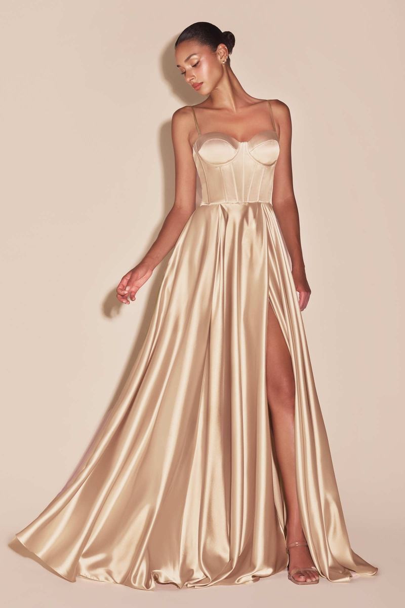 SELMA GOWN - A-LINE LUXE SATIN BUSTIER DRESS