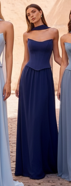 ISABELLA GOWN - STRAPLESS CHIFFON DRESS WITH SCARF