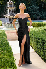 Olga Gown - Off The Shoulder Shimmer Chiffon Dress