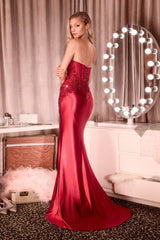 JACLYN GOWN - BEADED BODICE STRAPLESS DRESS