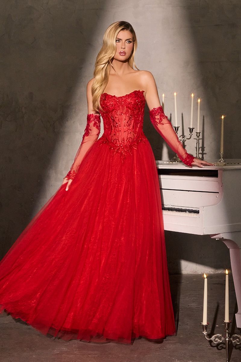 LILITH GOWN - A-LINE TULLE DRESS WITH GLOVES