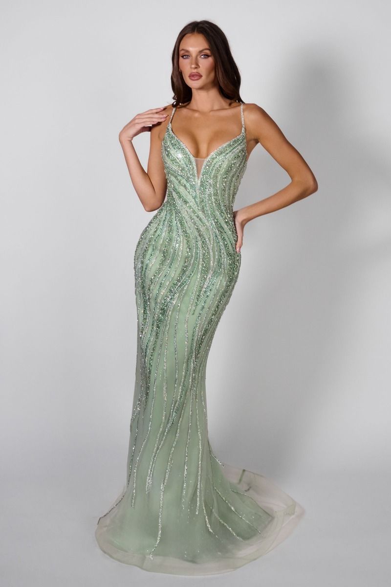 Shellie Gown - Crystal Waves Dress With Choker