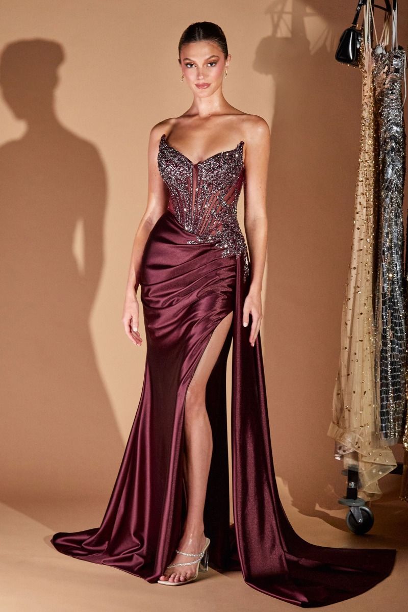 CASPIAN GOWN - EVENING DRESS WITH BEADED CORSET BODICE
