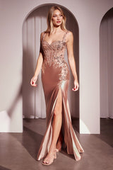 MELROSE GOWN - CRYSTAL BEADED LACE & SATIN GOWN