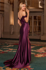 Hailee Gown - Off The Shoulder Lace & Satin Fitted Gown