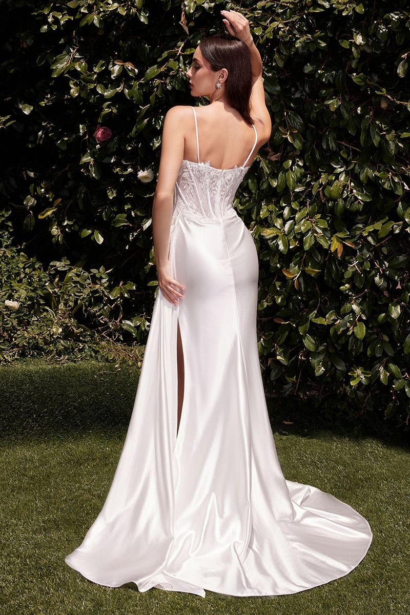 Teagan Gown - Off White - Fitted Satin & Lace Dress