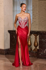 LARISSA GOWN - CRYSTAL CORSET DRESS WITH LACE UP BACK