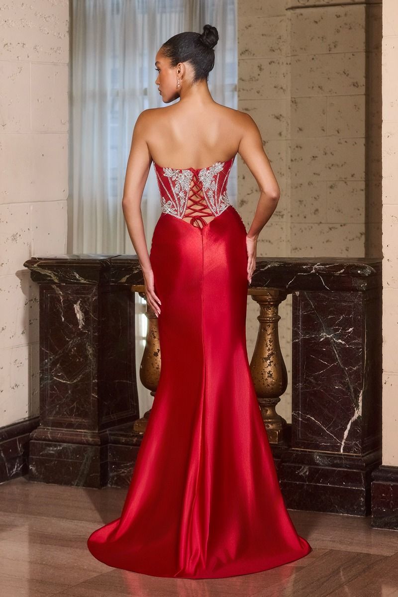LARISSA GOWN - CRYSTAL CORSET DRESS WITH LACE UP BACK