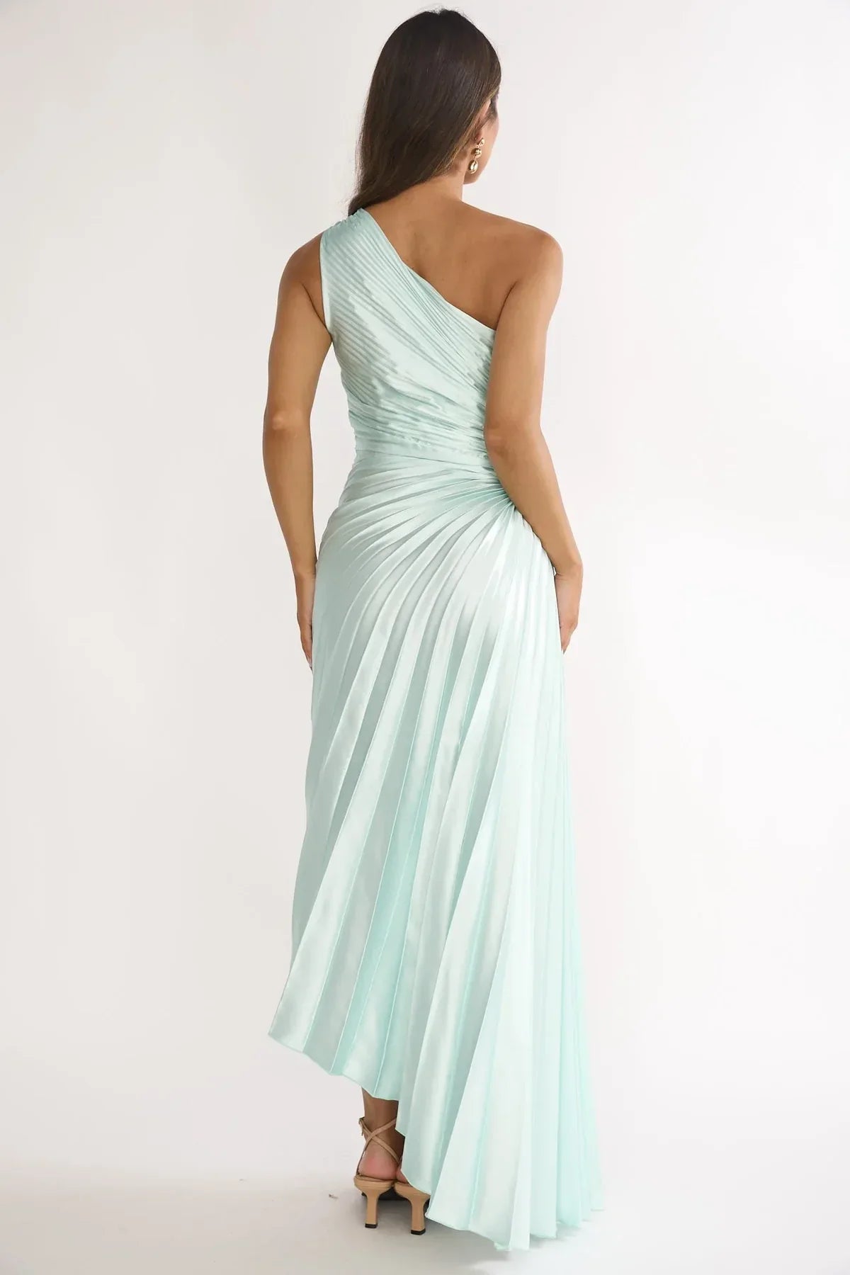 Beth Maxi Dress - Mint Floral Pleated Maxi Dress with Cut-Out