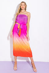GIVE IT A GO - STRAPLESS OMBRE MIDI DRESS