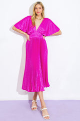 TIMELESS REPEAT - PLEATED SATIN MIDI DRESS