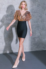 MIDNIGHT GLAM - BLACK & GOLD MINI DRESS