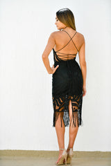 Size 2, Khaleesi Dress - Black - Lace Dress With Fringe - FINAL SALE