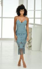 Khaleesi Dress - Mercury - Lace Dress With Fringe - FINAL SALE