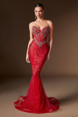 Jenna Gown - Crystal Embellished Fit & Flare Evening Gown