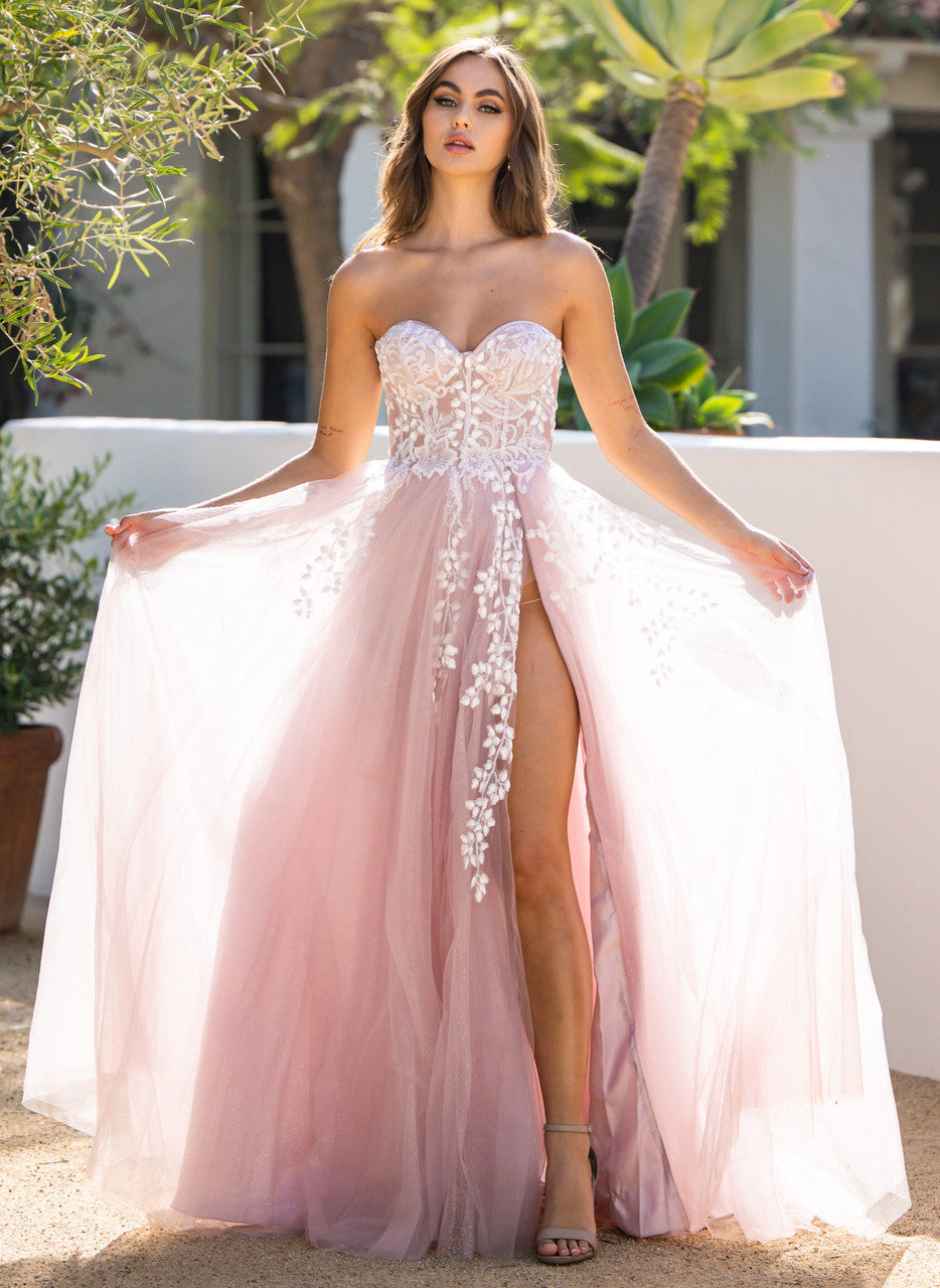 SOLAINE GOWN - MAUVE - STRAPLESS BUSTIER CORSET A-LINE DRESS