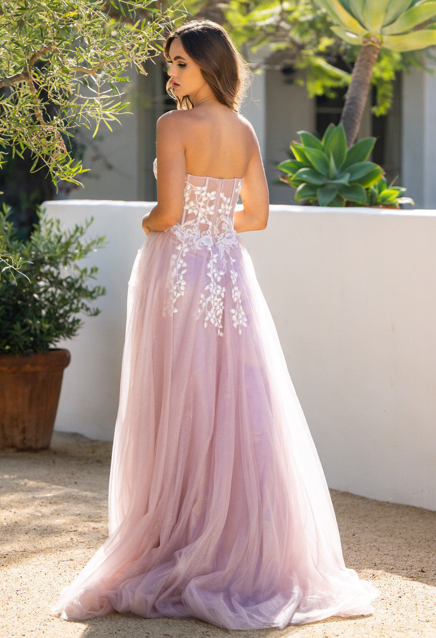 SOLAINE GOWN - MAUVE - STRAPLESS BUSTIER CORSET A-LINE DRESS