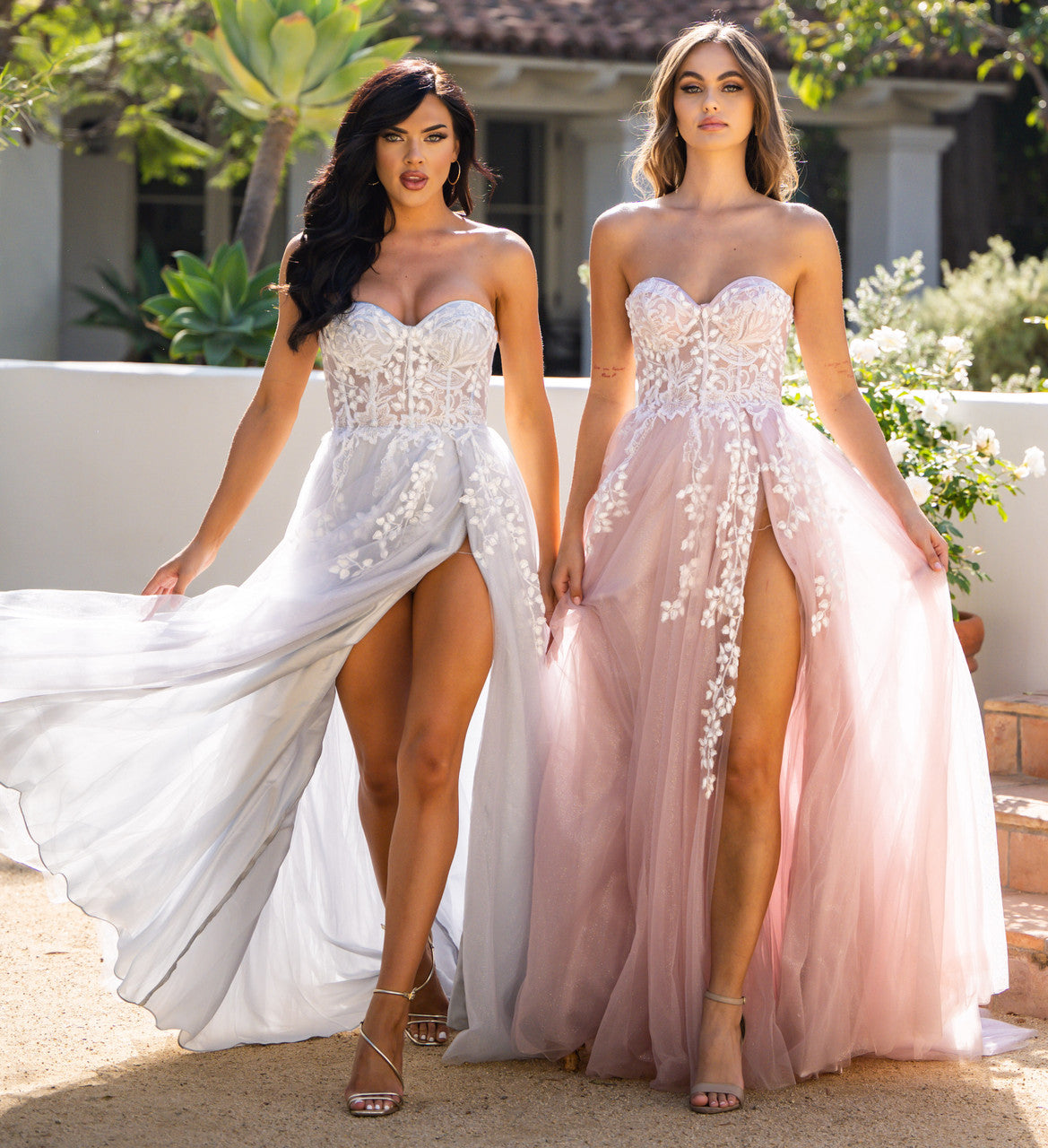 SOLAINE GOWN - HAZE BLUE - STRAPLESS BUSTIER CORSET A-LINE DRESS