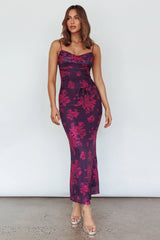 Moana Floral Maxi Dress - Grape