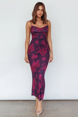 Moana Floral Maxi Dress - Grape