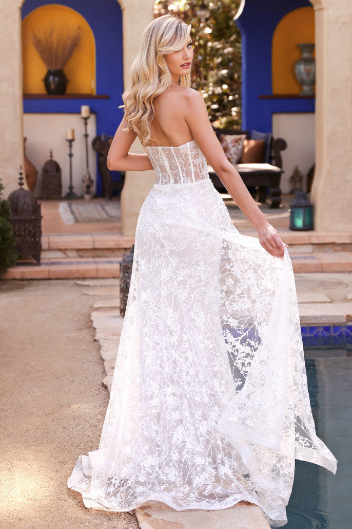 Nova Gown - White - GLITTER FITTED GOWN AND OVERSKIRT
