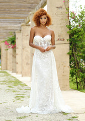 Nova Gown - White - GLITTER FITTED GOWN AND OVERSKIRT