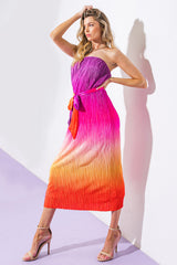 GIVE IT A GO - STRAPLESS OMBRE MIDI DRESS