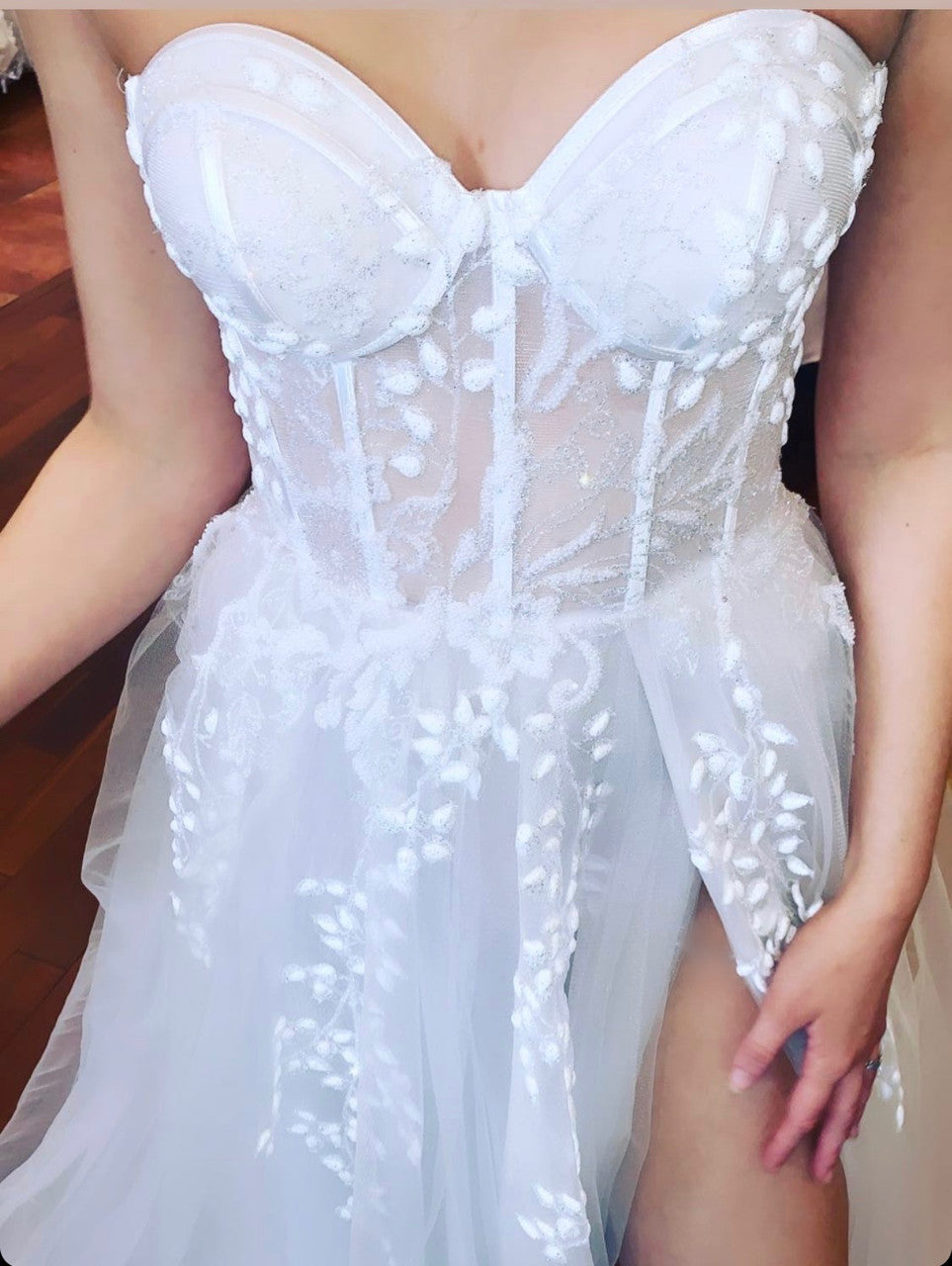 SOLAINE GOWN - OFF WHITE - STRAPLESS BUSTIER CORSET A-LINE DRESS