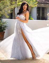 SOLAINE GOWN - HAZE BLUE - STRAPLESS BUSTIER CORSET A-LINE DRESS