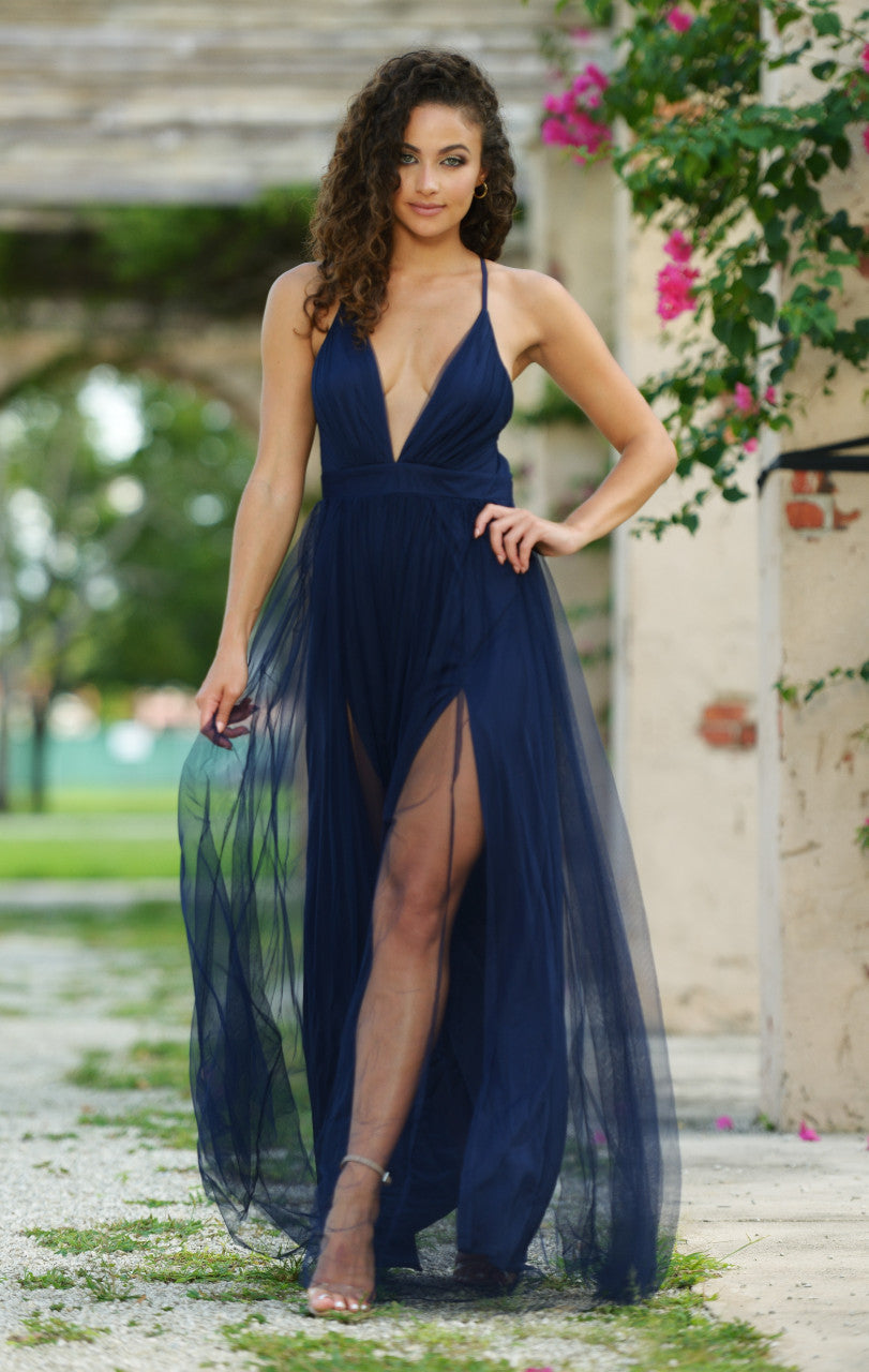 Sydney Maxi Dress - Navy Tulle Dress