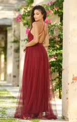 Sydney Maxi Dress - Wine Tulle Dress