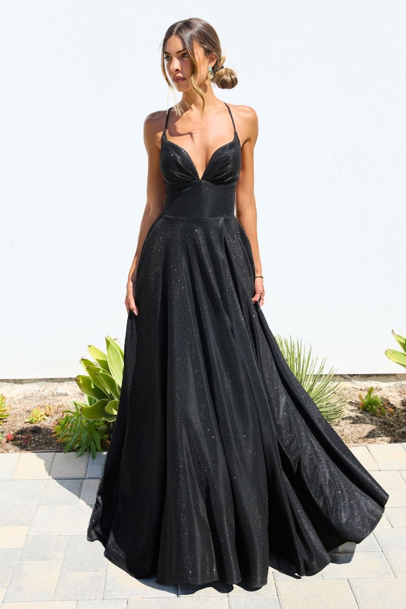 Gwendolyn Gown - Shimmer Lace-Up Back A-Line Evening Dress